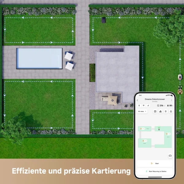 Dreame Intelligenter Mähroboter A1 Pro, Drahtloser Umfang Mähroboter, App-Steuerung, Intuitive Zonenverwaltung, Intelligente Hindernisvermeidung – Bild 7