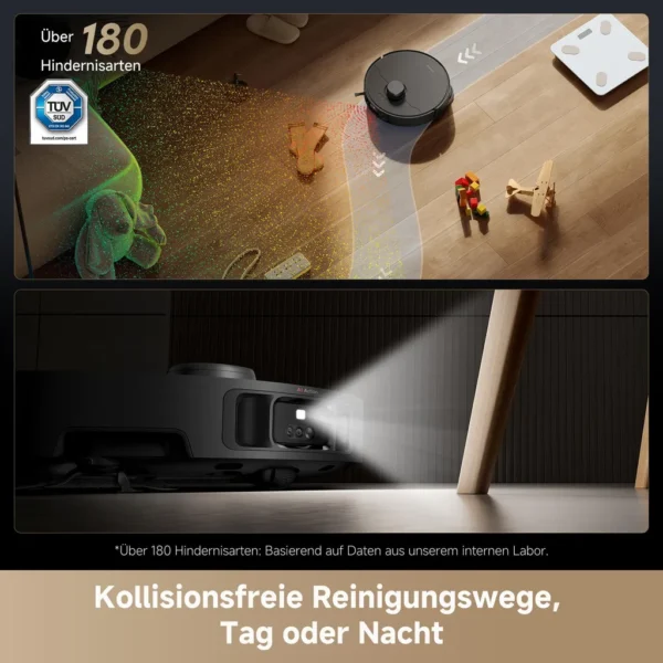 Dreame L40s Pro Ultra Staubsauger Roboter, selbstreinigende Ausfahrbare Wischmopps,19000Pa Saugkraft,Detangling DuoBrush,Hindernisvermeidung, Schwarz – Bild 7