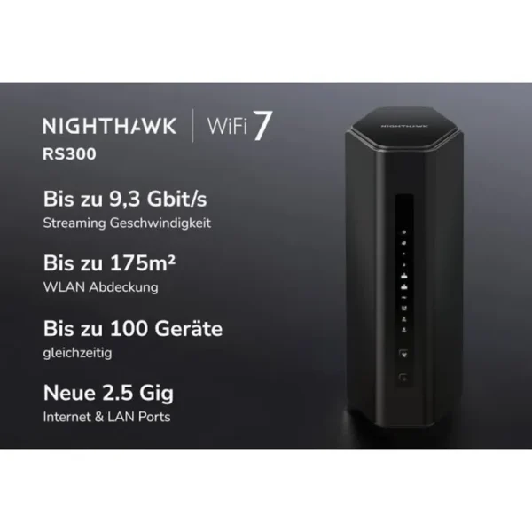 NETGEAR Nighthawk Tri-Band WiFi 7 Router (RS300) – Sicherheitsfunktionen, BE9300 WLAN-Geschwindigkeit (bis zu 9,3 Gbit/s) – deckt bis zu 185 m2, 100 Geräte ab – 2,5 GB Internetanschluss – Bild 4