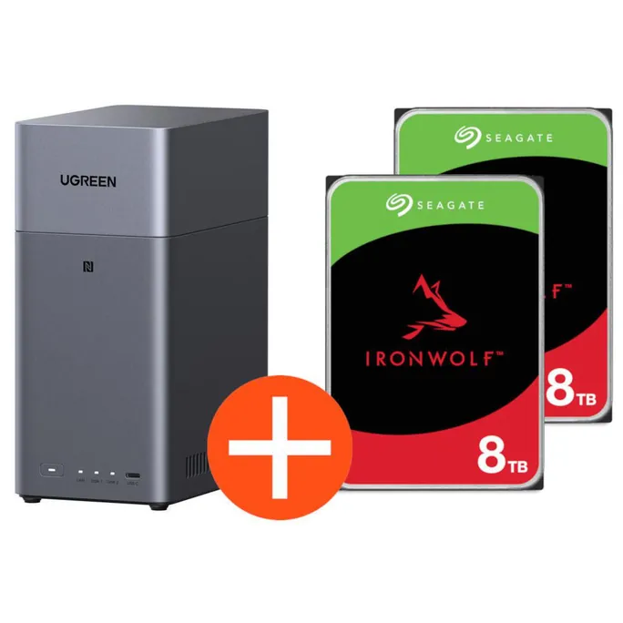 UGREEN NASync DH2300 NAS System 2-Bay 16TB inkl. 2x Seagate IronWolf ST8000VN004 8TB