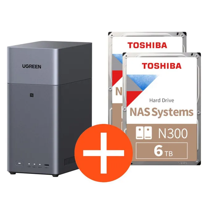 image-19235.webp UGREEN NASync DH2300 NAS System 2-Bay 12TB inkl. 2x Toshiba NAS HDD N300 – 6TB – Bild 1