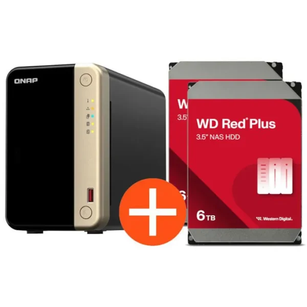 QNAP TS-264-8G NAS System 2-Bay 12TB inkl. 2x 6TB WD Red Plus WD60EFPX