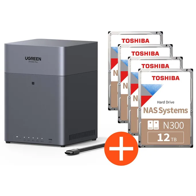 image-19300.webp UGREEN NASync DH4300 Plus NAS System 4-Bay EU 48TB inkl. 4x Toshiba NAS HDD N300 – 12TB – Bild 1