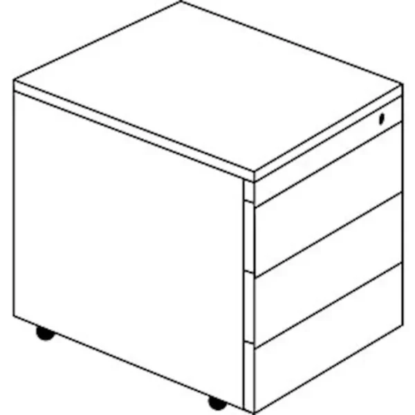 Schubladenrollcontainer, HxT 570x600 mm, Stahlplatte, 3 Schubl., graphitschwarz – Bild 3