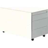 Schubladencontainer m. Rollen, 520x800, Stahlpl., 3 Schübe, weiß/alu