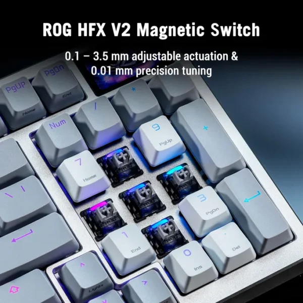 ASUS ROG Azoth 96 HE Kabellose Analoge Gaming Tastatur - Hot-Swap ROG HFX V2 Magnetic Switches, USB-C, 2.4Ghz, Bluetooth, 8000 Hz Abtastrate, OLED Touchscreen – Bild 2
