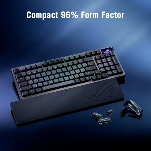 ASUS ROG Azoth 96 HE Kabellose Analoge Gaming Tastatur - Hot-Swap ROG HFX V2 Magnetic Switches, USB-C, 2.4Ghz, Bluetooth, 8000 Hz Abtastrate, OLED Touchscreen – Bild 3