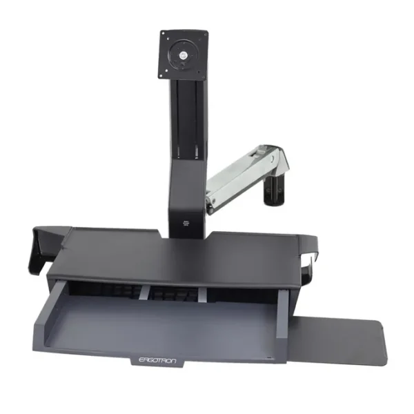 Ergotron StyleView® Steh-Sitz Combo Schwenkarm mit Ablagefläche (Aluminum) – Bild 2